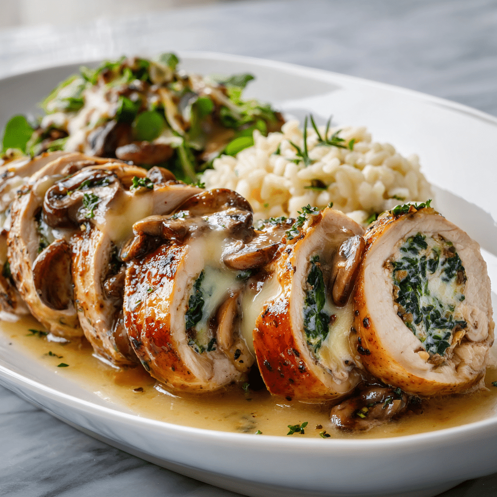 Juicy Mushroom Stuffed Chicken Breast Recipe – Easy Baked Dinner Idea 8 Dishfeast mushroom stuffed chicken serving