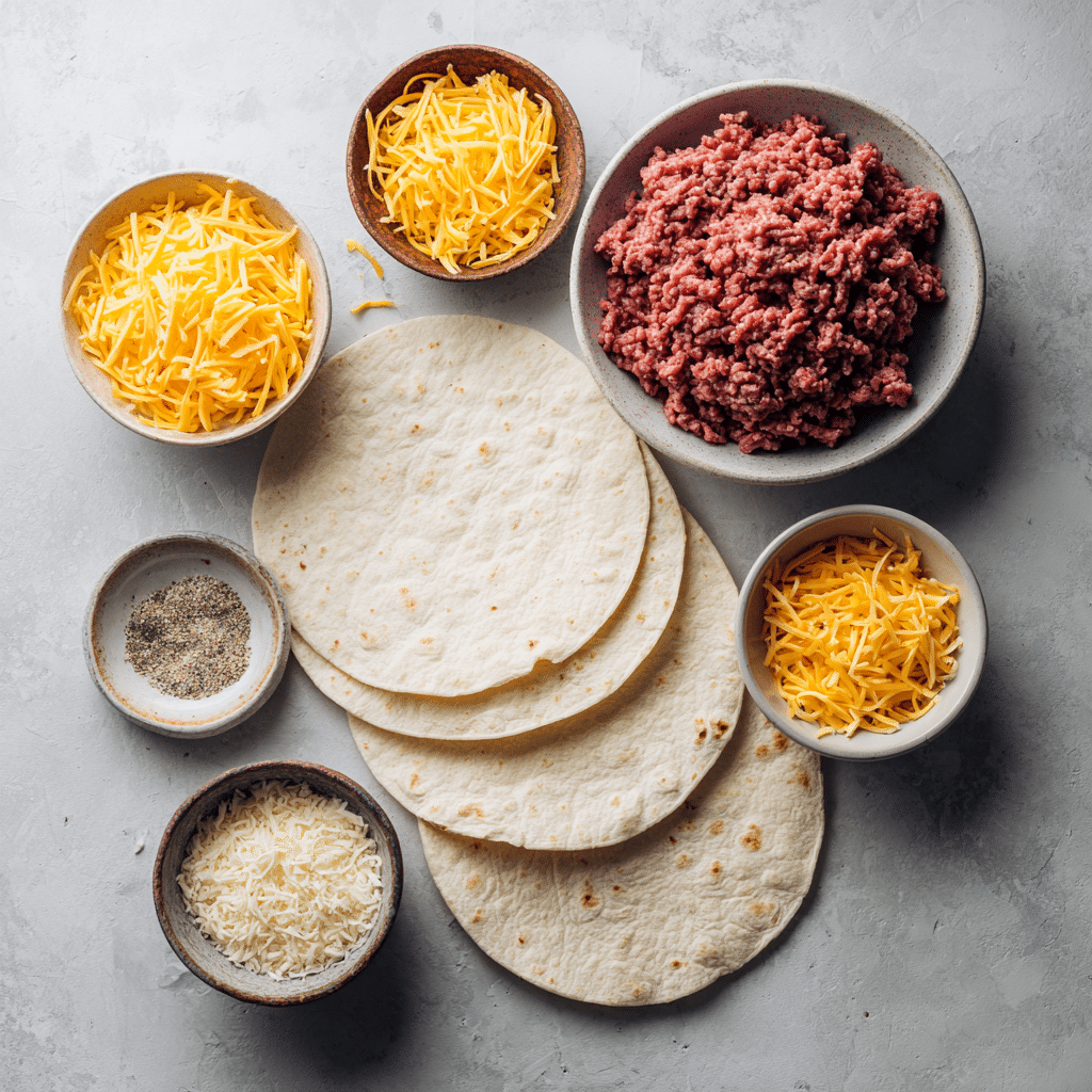 smashburger quesadillas ingredients ground beef tortillas cheese