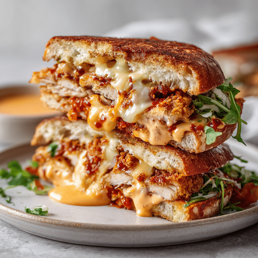 Spicy Crispy Chicken Burger - Chicken Sandwich Recipe 8 Spicy crispy chicken burger cut in half showing juicy inside