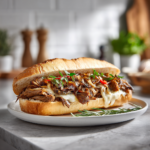 Philly cheesesteak sandwich with melted provolone and onions