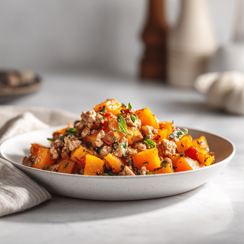 Healthy Roasted Butternut Squash with Ground Turkey
