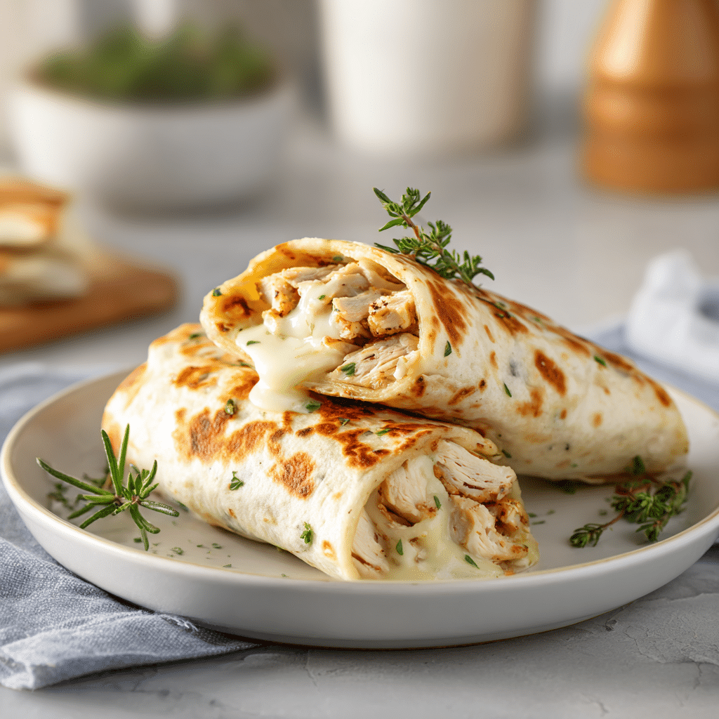Great Cheesy Garlic Chicken Wraps: A Quick 15-Minute Meal