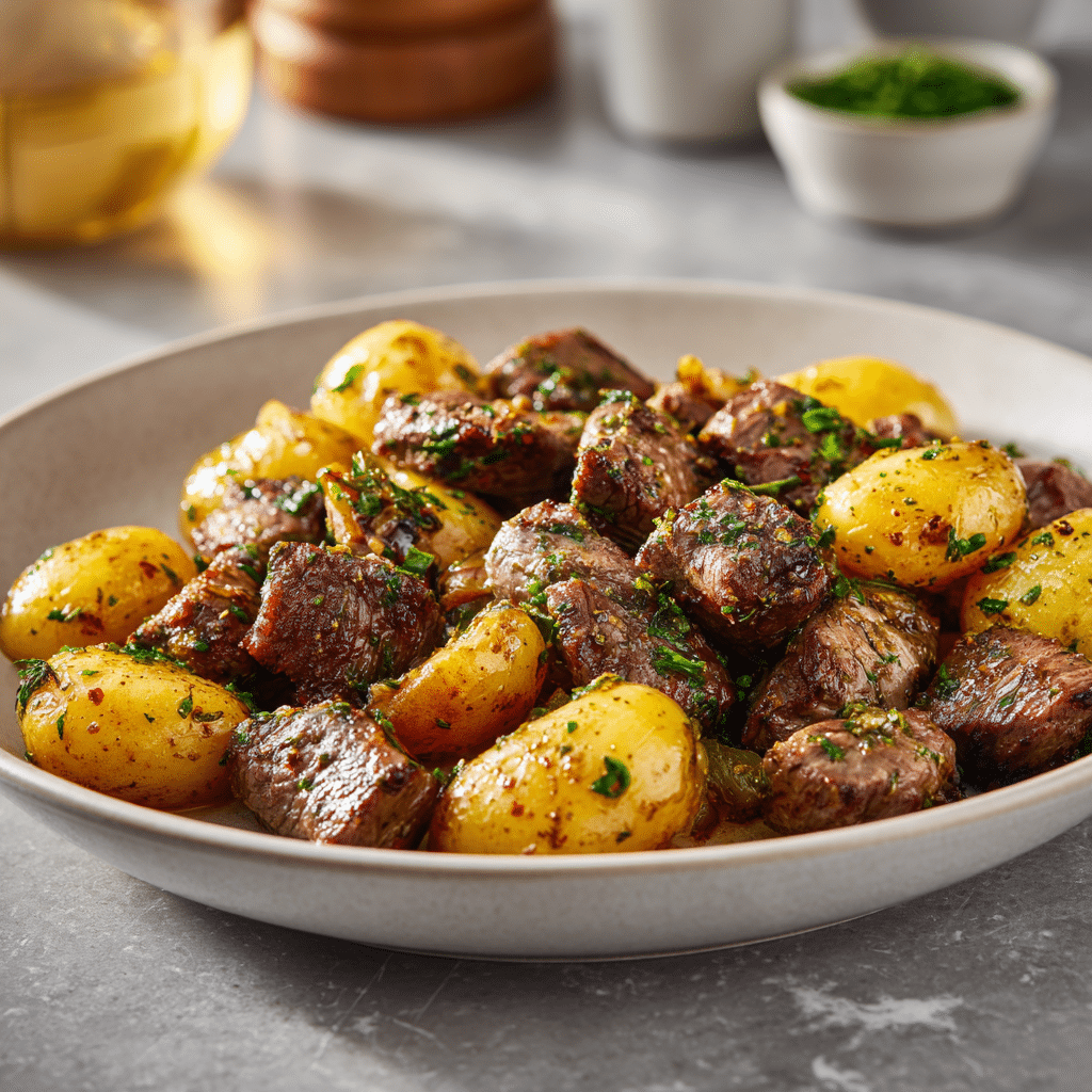 Garlic Steak Bites and Potatoes Recipe