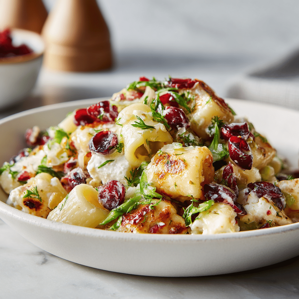 Feta & Cranberry Rigatoni Salad with Lemon Vinaigrette