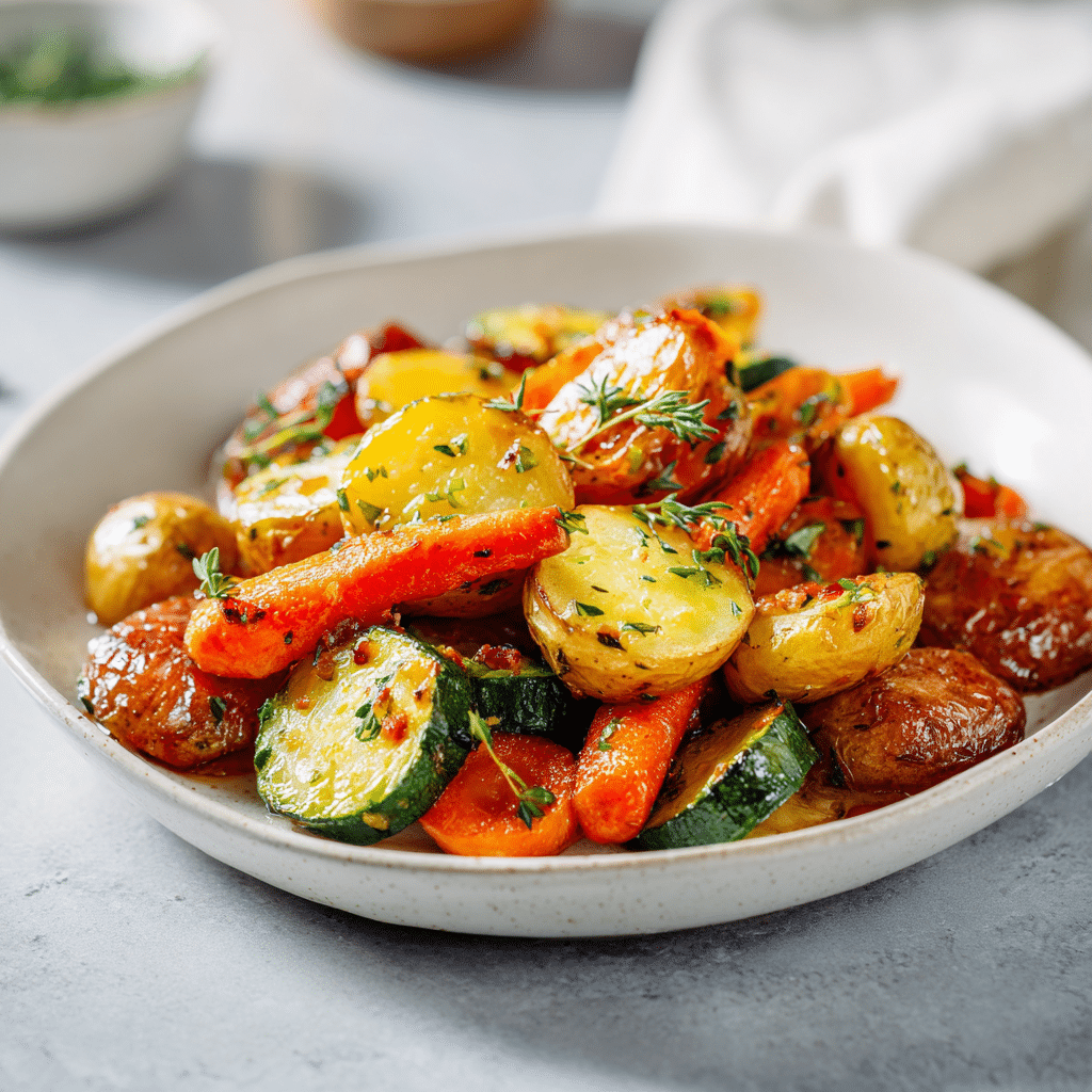Garlic Herb Roasted Potatoes, Carrots, and Zucchini