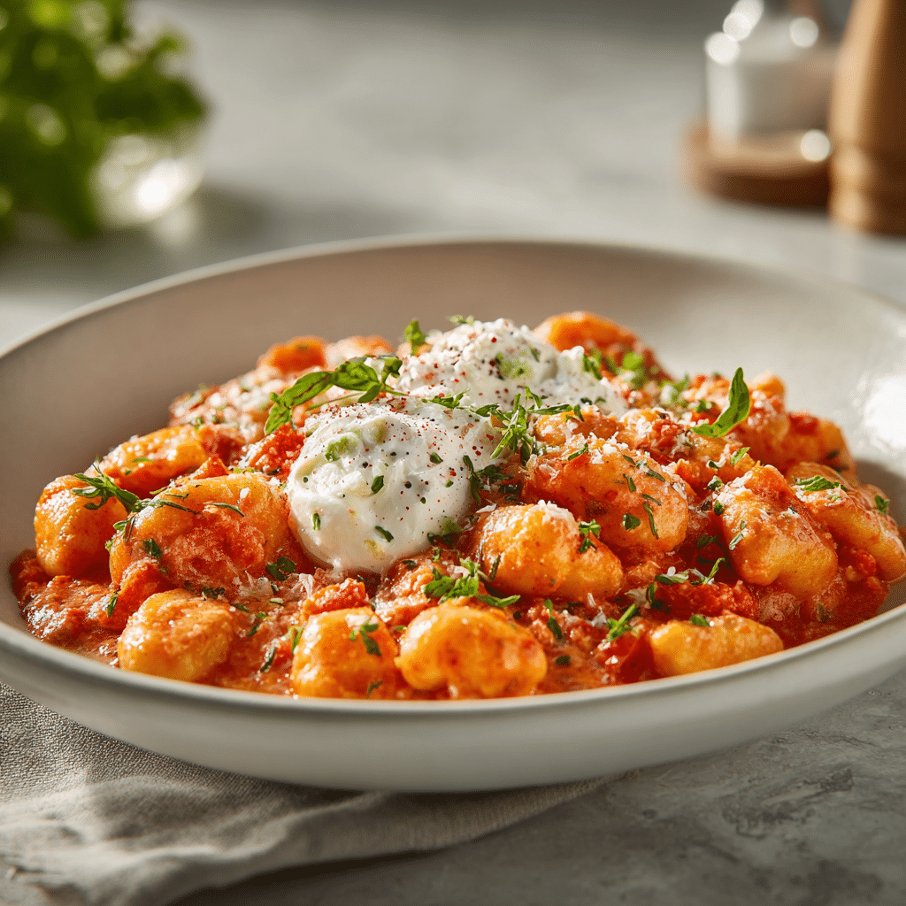 Creamy Tomato Gnocchi with Burrata