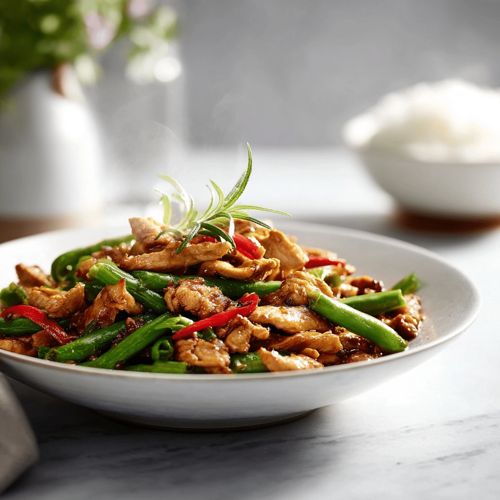 Chicken Green Bean Stir Fry Recipe with Sweet Chili Sauce