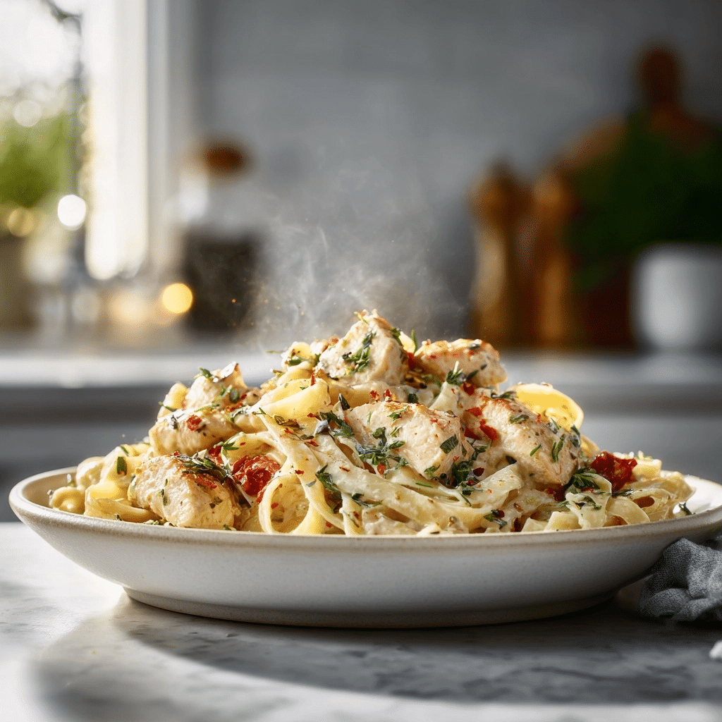 Creamy Tuscan Chicken Pasta Recipe with Sun-Dried Tomatoes