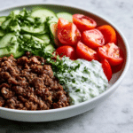 Healthy Greek Ground Beef Bowl with Tzatziki: The Perfect Meal Prep 6 Healthy Greek Ground Beef Bowl with Tzatziki: The Perfect Meal Prep