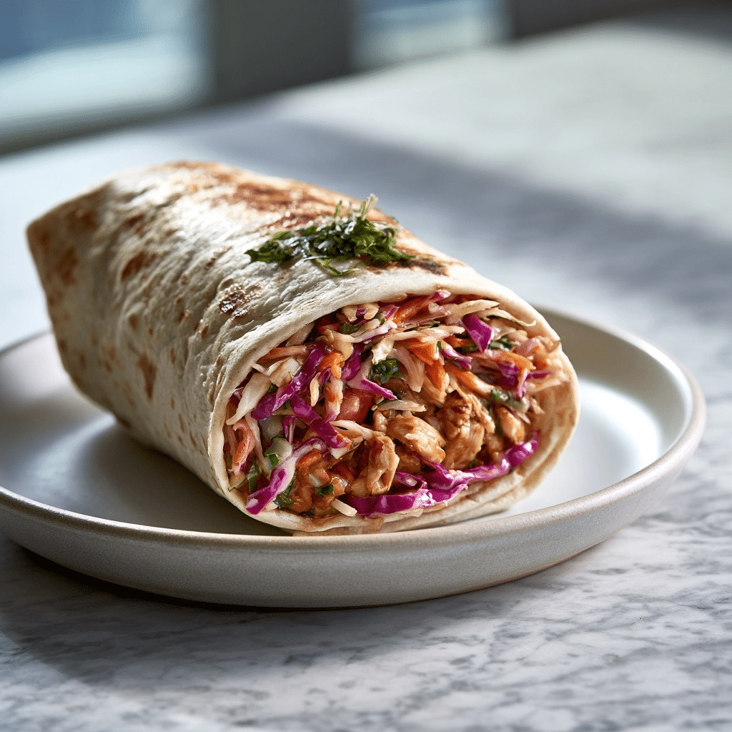 Thai Chicken Wrap with Crunchy Asian Slaw 1 Thai Chicken Wrap with Crunchy Asian Slaw