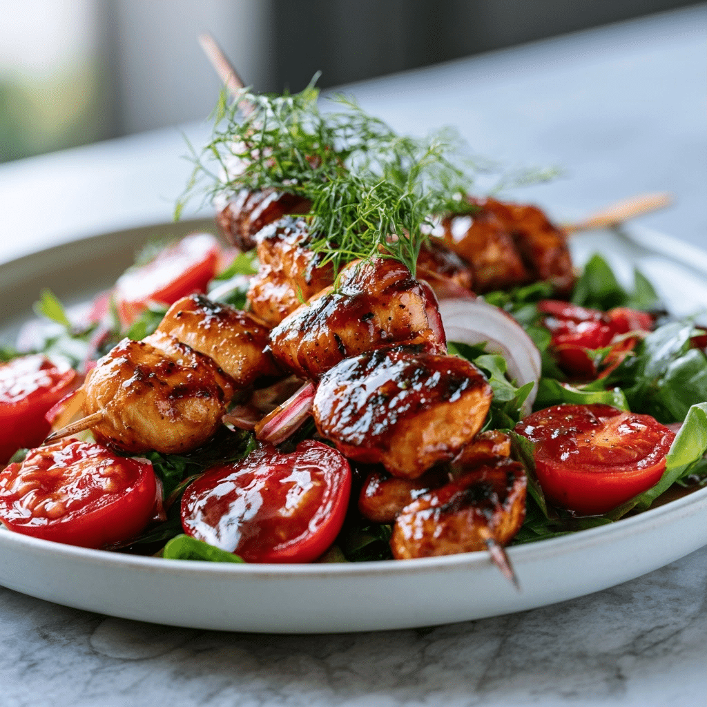 Healthy BBQ Chicken Skewer Salad: Crisp Protein-Packed Summer Meal 1 Healthy BBQ Chicken Skewer Salad: Crisp Protein-Packed Summer Meal