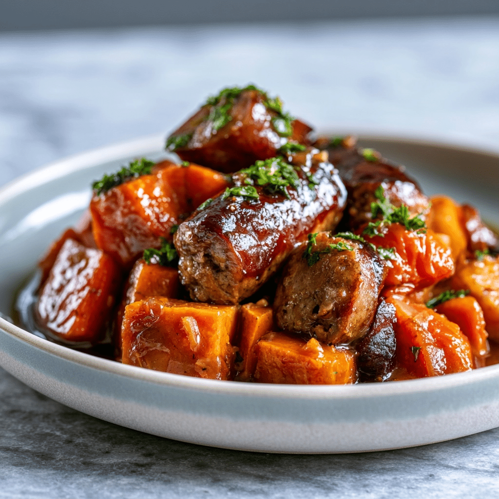 Healthy Sausage and Sweet Potatoes with Honey Garlic Sauce: Easy Weeknight Meal 4 Healthy Sausage and Sweet Potatoes with Honey Garlic Sauce: Easy Weeknight Meal