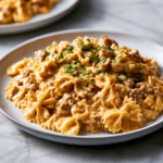 Creamy Cajun Cream Cheese Alfredo Bowties with Ground Beef: Quick Dinner