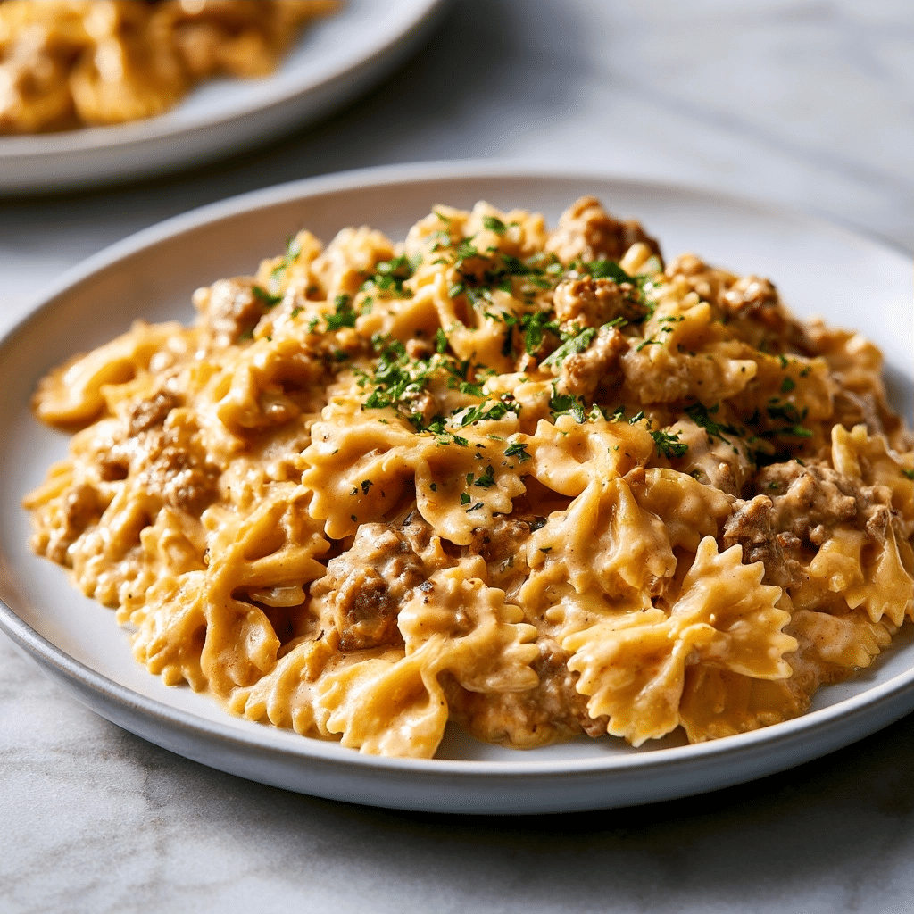 Creamy Cajun Cream Cheese Alfredo Bowties with Ground Beef: Quick Dinner