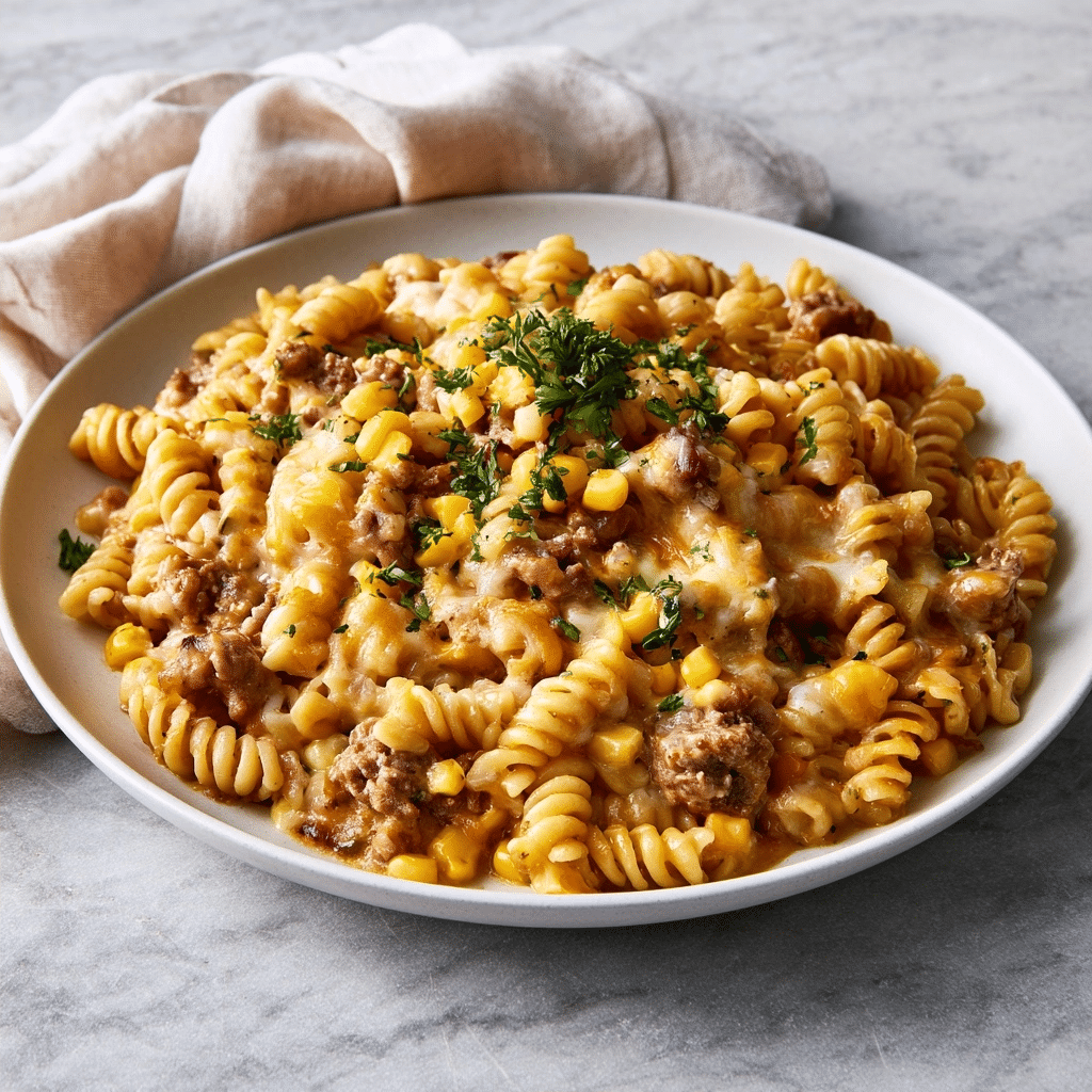 Delicious Cheesy Ranch Rotini Bake with Beef and Sweet Corn 5 image 1782589639765