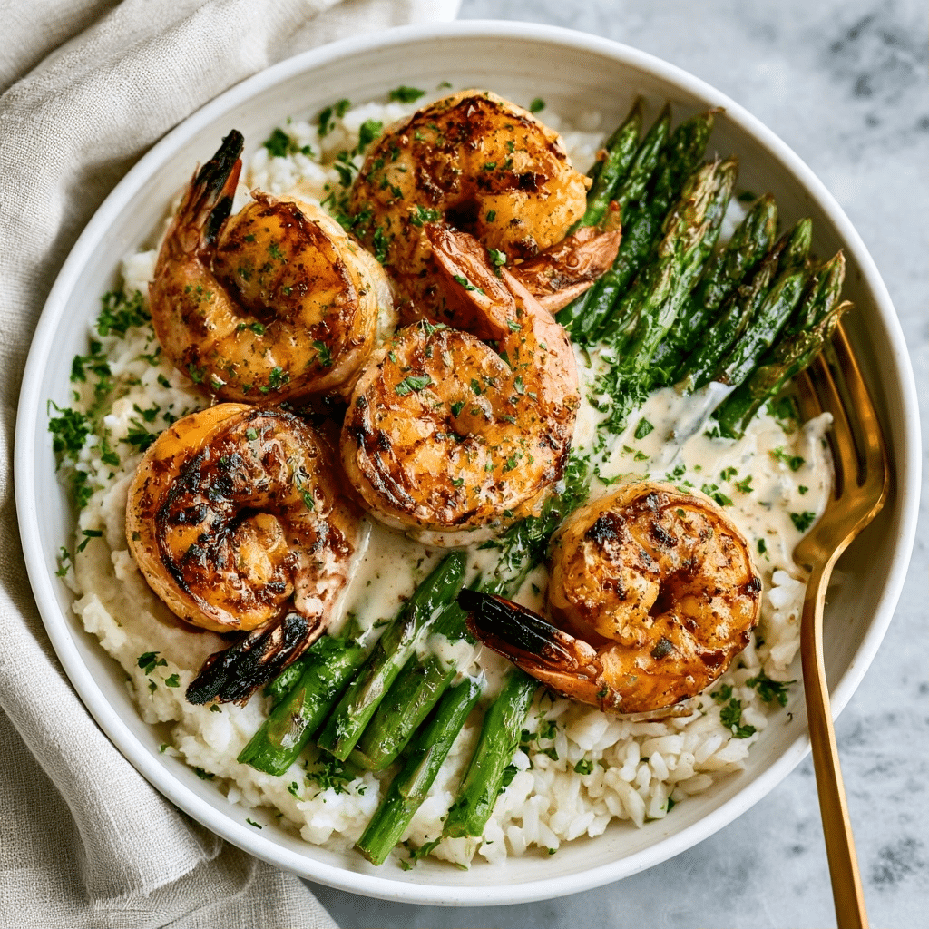 Easy Grilled Shrimp Bowl with Asparagus & Creamy Garlic Sauce 3 image 1782686097719