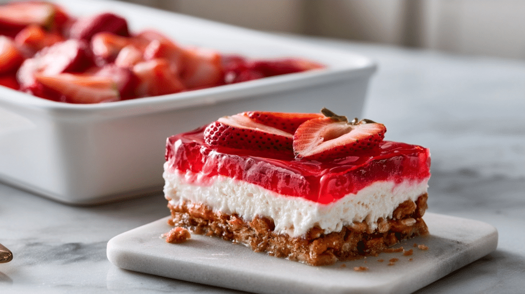 Irresistible Strawberry Pretzel Salad: A Layered Delight with Cream Cheese, Crushed Pretzel Crust, and Fresh Strawberries! 5 Irresistible Strawberry Pretzel Salad: A Layered Delight with Cream Cheese, Crushed Pretzel Crust, and Fresh Strawberries!