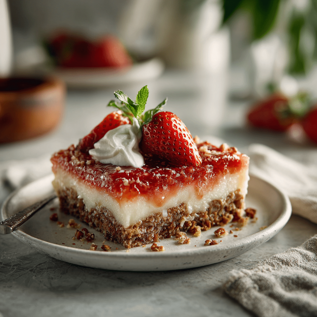Irresistible Strawberry Pretzel Salad: A Layered Delight with Cream Cheese, Crushed Pretzel Crust, and Fresh Strawberries! 4 Strawberry Pretzel Salad in a baking dish with creamy layers and fresh strawberries.