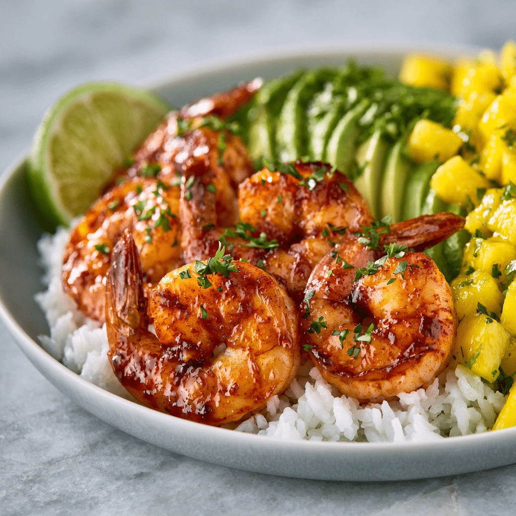 Healthy Chili-Lime Shrimp & Avocado Bowls with Mango Salsa 4 Healthy Chili-Lime Shrimp & Avocado Bowls with Mango Salsa