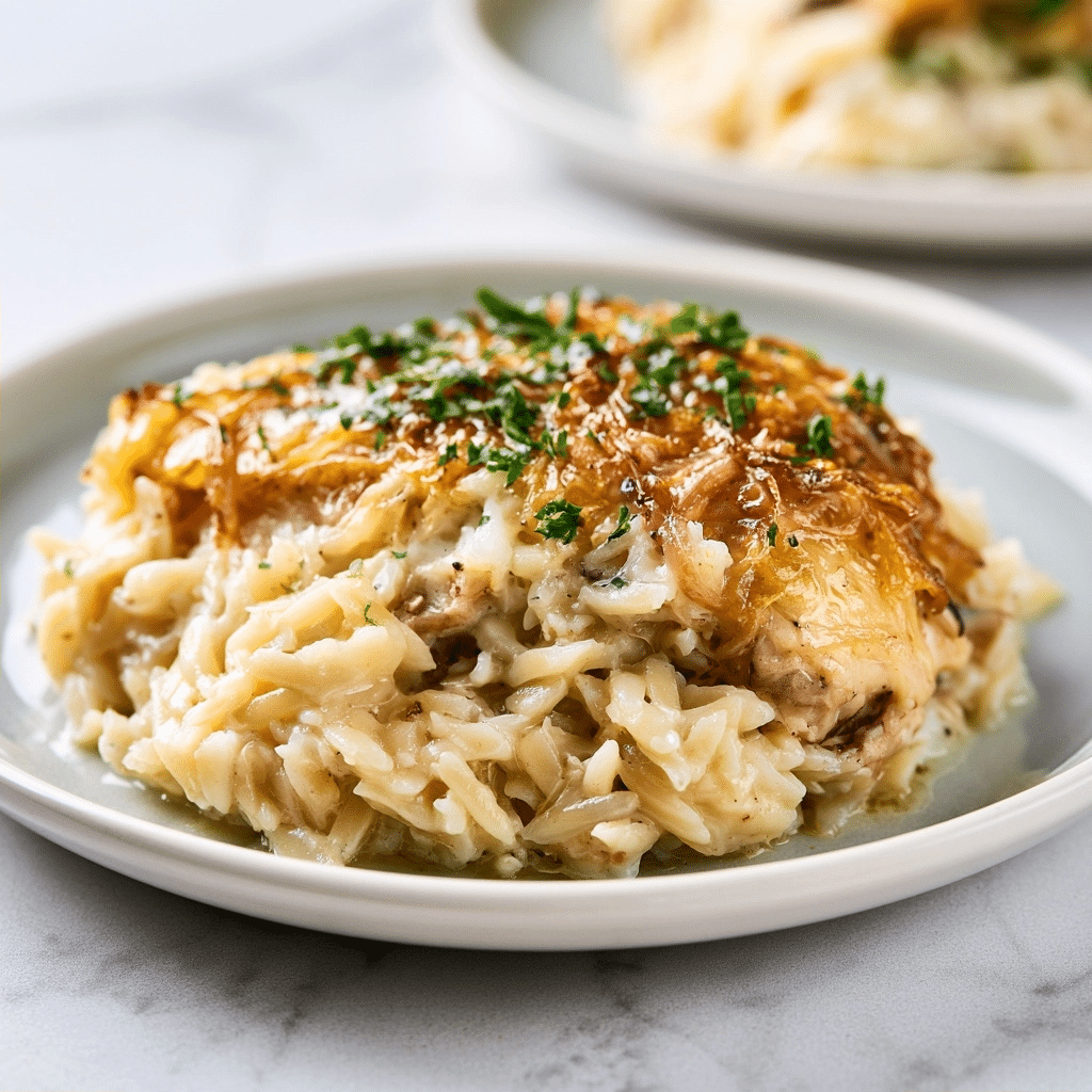 Easy French Onion Chicken Orzo Casserole: A Hearty Meal