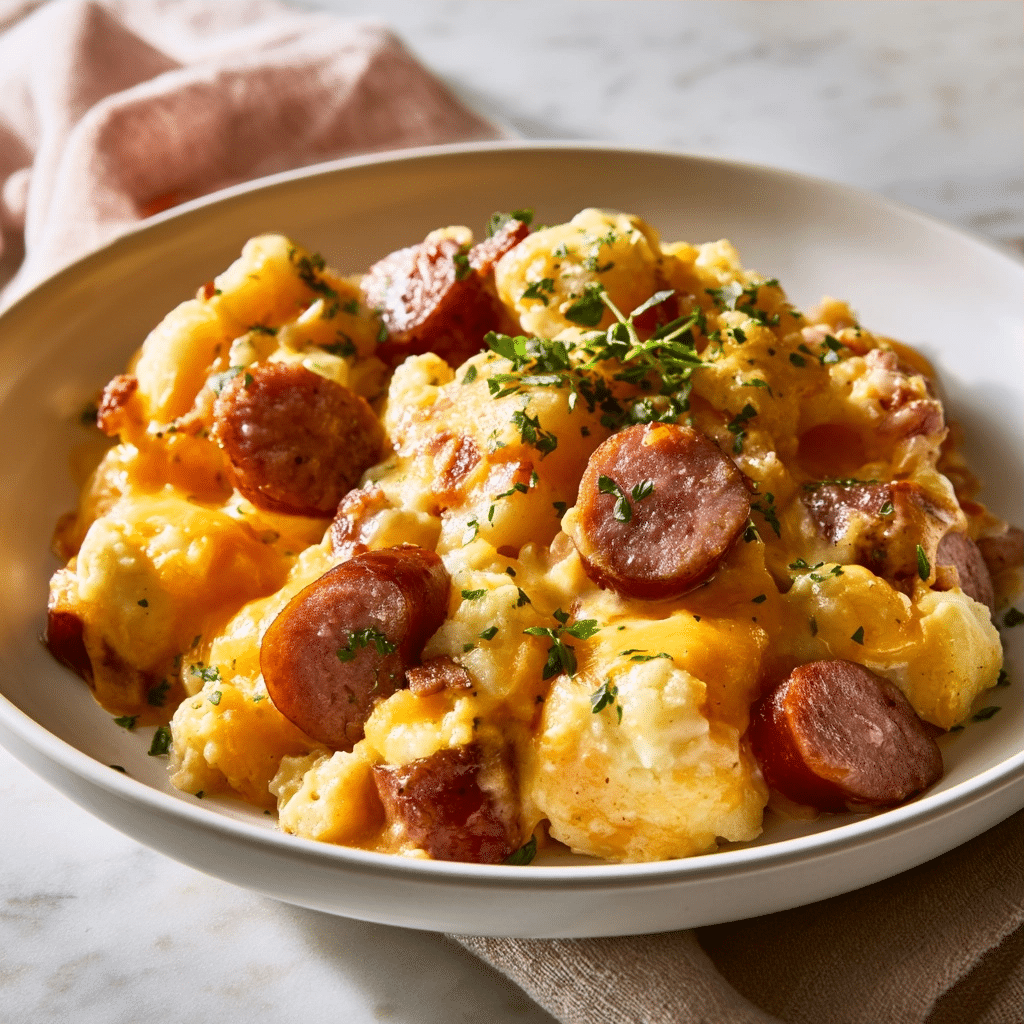 Simple Kielbasa Sausage Cheesy Potato Casserole 5 image 1785027829098