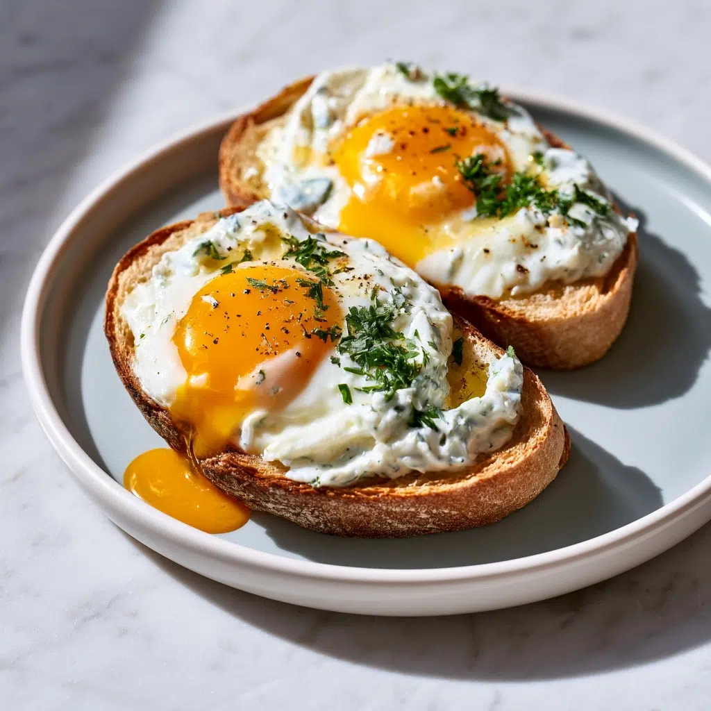 Simple Smashed Egg Toasts with Herby Lemon Yogurt