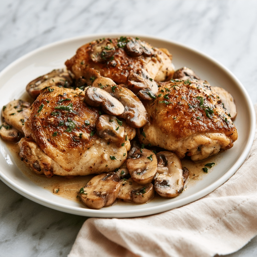 Delicious Garlic Mushroom Chicken Thighs: A Savory Meal 5 image 1786060750805